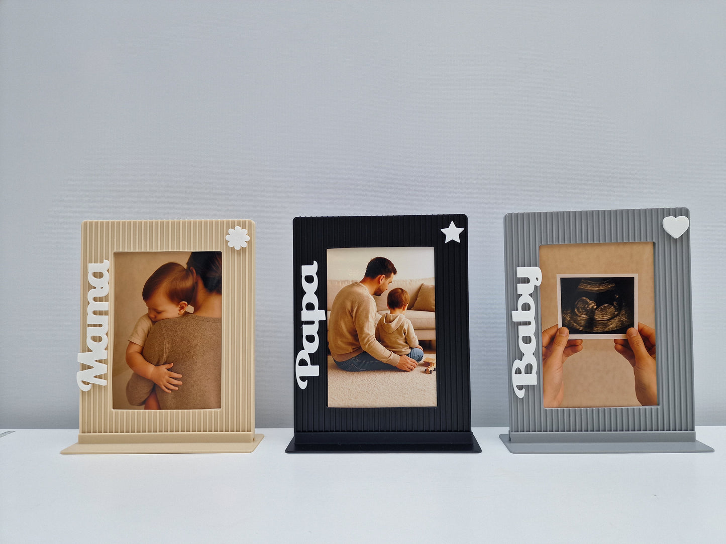 🤍Set „Eltern“ – Steck-Elemente Mama • Papa • Baby für den 167 Moments Bilderrahmen